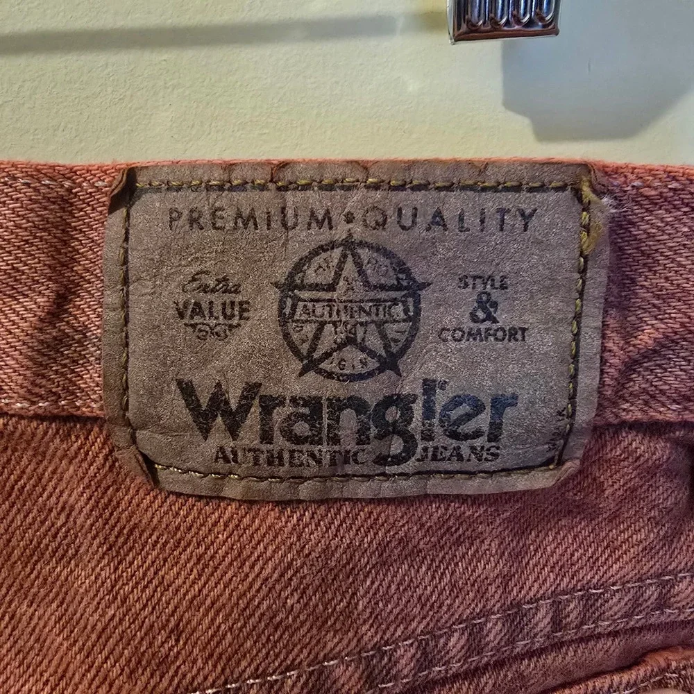 Vintage Wrangler High Waisted Cut Off Denim Shorts Rust Orange Terracotta 28